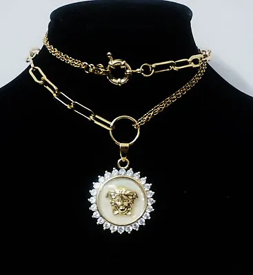 Versace Gold-colored Necklace With Distinctive Crystal Pieces For Women • $64.99