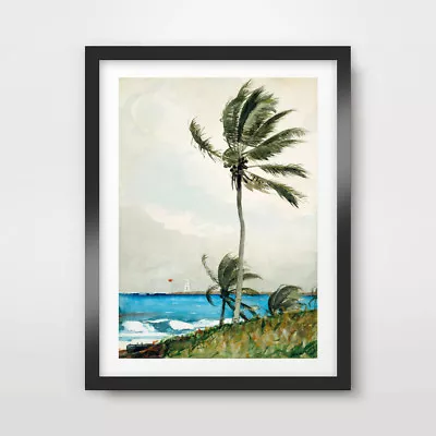 VINTAGE COLOUR TROPICAL BEACH PAINTING ART PRINT Wall Poster Palm Tree MANY SIZE • $31.57