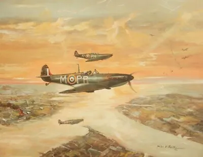 £15 • Buy Miles O’Reilly Signed Oil Painting Print; Spitfire L1071; 1990
