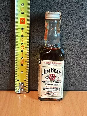 Vintage Miniature Glass Liquor Bottle With Cap Jim Beam Bourbon Whisky • $13.45