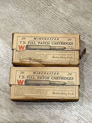 2 Empty Vintage Boxes Winchester 7 Mm Full Patch Cartridges Box • $20