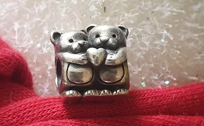 Genuine Pandora RETIRED   Hugging Bears  🐻 Silver/ 14ct  Charm   ALE • £16