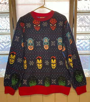 Marvel Avengers Ugly Christmas Sweater Holiday Iron Man Hulk Spiderman Size S/M • $22