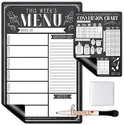 Vintage Magnetic Weekly Meal Planner Dry Erase Board For Refrigerator -... • $19.99