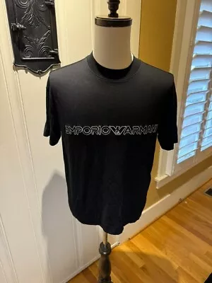 Men's Emporio Armani Black T Shirt With Contrast Logo In Size Small • $14.99
