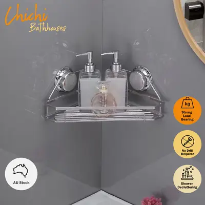 Bathroom Corner Shower Caddy Corner Shelf Suction SS Caravan Accessories Chichi • $40.65