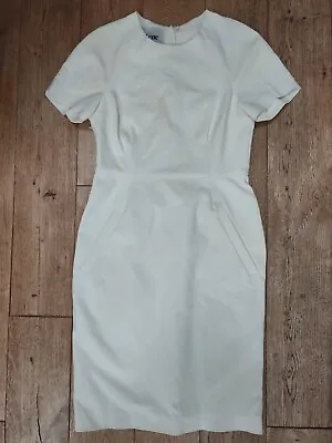 £25 • Buy Acne White Cream Fitted Pencil Sheath Raglan Dress • Pockets Work Wear • 38 10