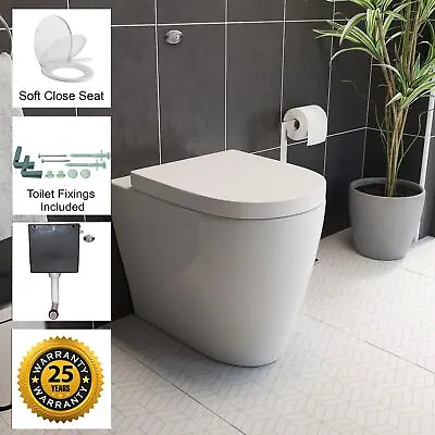 £149 • Buy BTW Back To Wall Toilet Pan WC Curved Top Mounted Soft Close Seat Dual Cistern