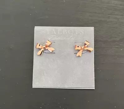 Vintage Rose Gold Y2K Coquette Bow Earrings • $9