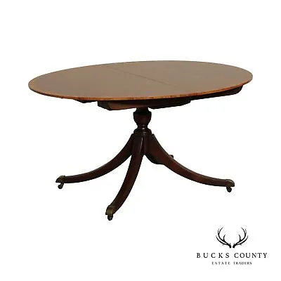 Baker Regency Style Vintage Expandable Mahogany Pedestal Dining Table • $1995