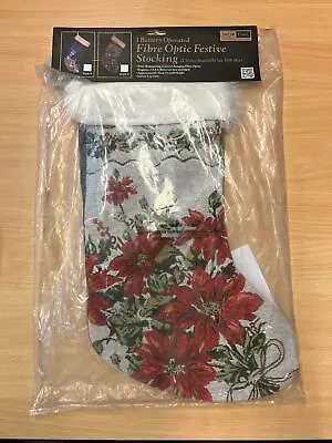 £8.99 • Buy Christmas Light Up Stocking Flower Pattern Fibre Optic Lights Hanging Decoration