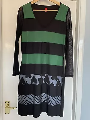 Miss Captain Green/black Heart And Stripe Design Dress Size T40 (uk 12) • £14.99