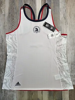 NEW RARE Adidas Aeroready Womens Boston Marathon Tank Sz XL Red White Blue NWT • $41.09