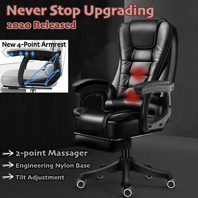 $139.95 • Buy Massage Office Chair Recliner Computer Gaming Seat PU Leather