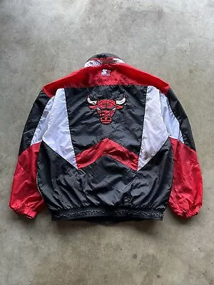 Vintage Chicago Bulls 90s Starter NBA Jacket XL Zip Up Jordan Champions • $94.99