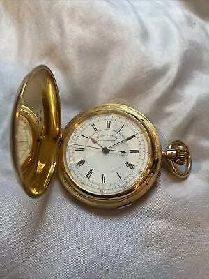 Stunning 18ct Gold Chronograph Full Hunter Pocket Watch • £4950