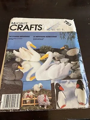 McCall's Pattern 2136 785 Stuffed Swans Penguins Lamb Duck Pig Vintage Uncut • $5