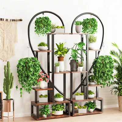 2pc Vintage Plant Stand Heavy Duty Ladder Plant Flower Holder Garden Patio Lawn • $152.92