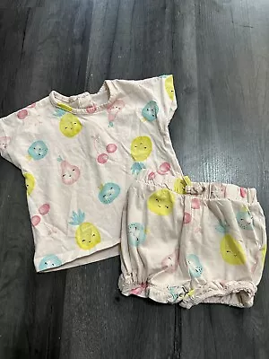 Baby Girl’s Matalan 3-6 Months Summer Fruit Shorts & T-shirt Outfit Set Pink • £0.99