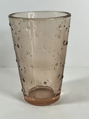 Vintage Pink Colored Drinking Glass Unknown Maker Bumpy Bubbles Heavy 4 3/4” • $4.80