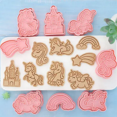 $11.80 • Buy 8Pcs/Set 3D Cartoon Unicorn Rainbow Fondant Cookie Cutter Mold DIY Cake Dec