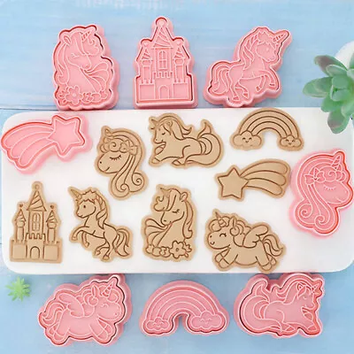 $11.80 • Buy 8Pcs/Set 3D Cartoon Unicorn Rainbow Fondant Cookie Cutter Mold DIY Cake Dec