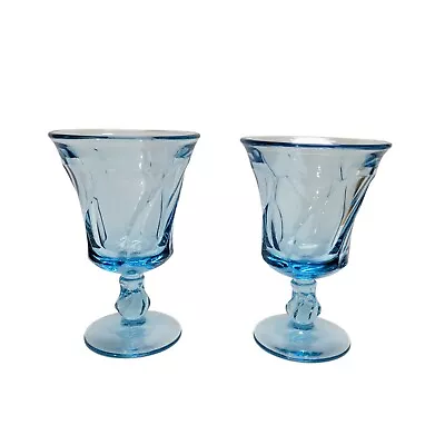 Fostoria Jamestown Blue Water Goblets (2) Stemware Iced Tea Glass Vintage • $19.90