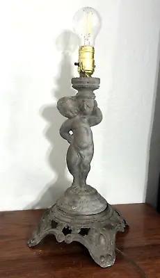 $69.99 • Buy Vintage EF-EF INDUSTRIES Cherub Bronze Metal Art Deco Style Lamp Base #338 1970