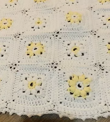 Vintage Granny Square Hand Crocheted Baby Blanket Knit Afghan Small Pastel Color • $12.97