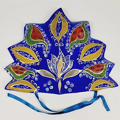 Vintage Handmade Hand Painted Blue Carnival Mask Made In Venice Venetian  • $24.95