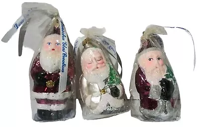 Vintage New German Lauscha Hand Blown Glass Christmas Ornament Lot 3 Santa Claus • $29.69