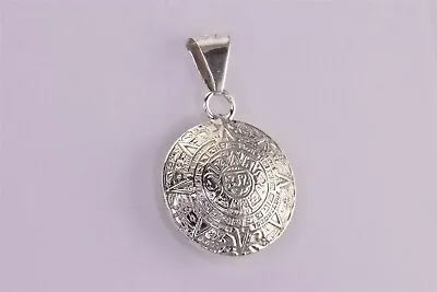 $29.50 • Buy Taxco Sterling Silver 24mm X 24mm Mayan Aztec Sun Calendar Reverse 925 Pendant