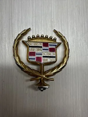 Vintage Gold Cadillac Round Base Hood Ornament Emblem • $89.95