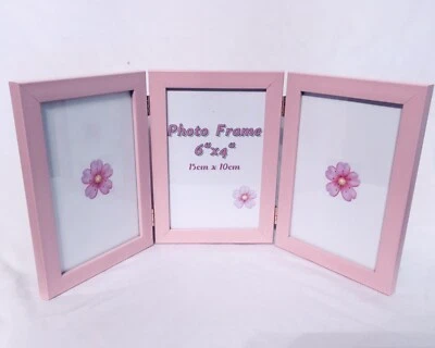 £6.50 • Buy Pink Triple 3 Picture Vertical Triple Hinged Folding Photo Frame 6 X 4 Gift 4x6