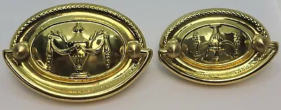 3  Large & Small  Urn  Hepplewhite/Sheraton Style Stamped Brass Oval Drawer Bail • $5.25