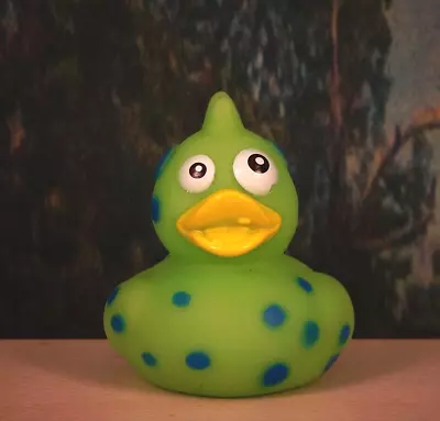 Rubber Duckie Green Blue Spot Mohawk Duck: Jeep Ducking & Bath Time Floating Toy • $2.99