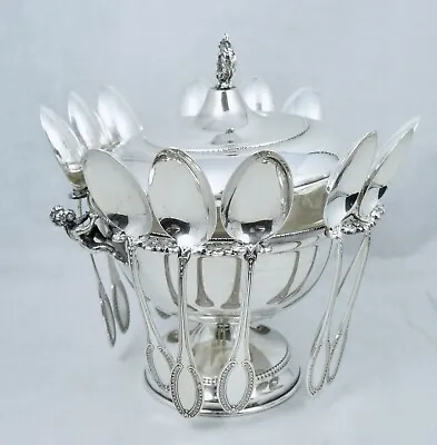 Vintage Italy 800 Silver Caviar Serving Server Dish Bowl Spoon Set Of 12 Figural • $550