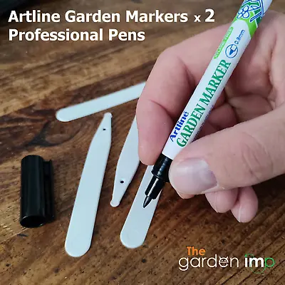 2 X Artline Garden Marker Pen Plant Label Fine Tip Black Permanent Markers Pens • £4.99