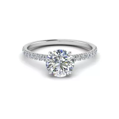Womens Wedding Ring 0.85 Ct IGI GIA Lab Grown Diamond Round Cut 14k White Gold • $993