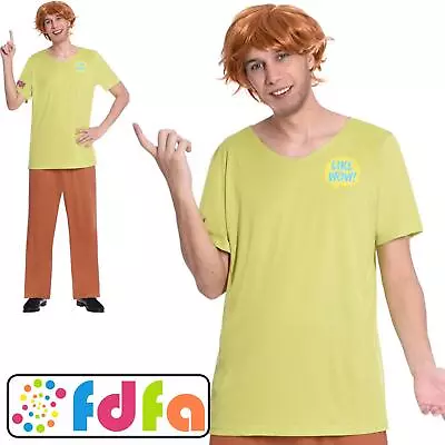 Amscan Official Brown Shaggy Scooby Doo Mens Fancy Dress Costume & Wig • £33.99