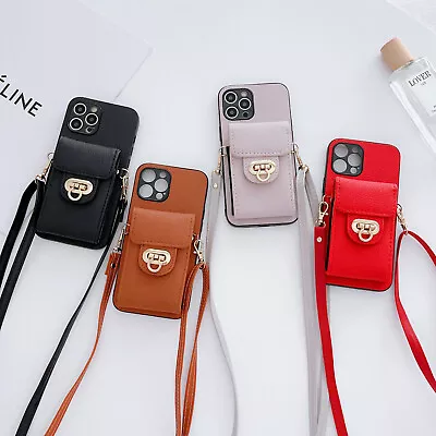 For IPhone Samsung Crossbody Hot Leather Wallet Card Bag Holder Phone Case Cover • £5.99