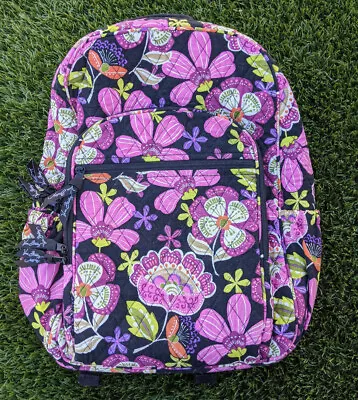 EUC Vera Bradley Pirouette Pink Fabric Backpack Black/Pink/Purple Floral Bag • $45.45