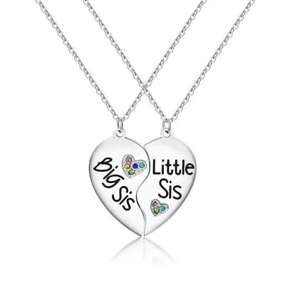 £4.48 • Buy 2Pcs/Set Charm Big Sister Little Sisters Matching Necklaces Half Heart Pendant