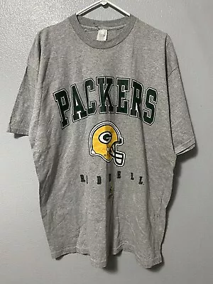 Vintage 1998 Green Bay Packers NFL Gray T Shirt Sz L Riddell Graphic 90s • $14.99