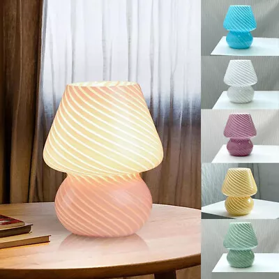 Mushroom Lamp Aesthetic Room Decor Desk Decor Small Table Lamp Glass Vinta • £20.79