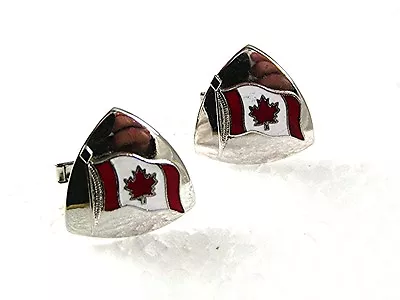 Vintage Silvertone Red Canadian Maple Leaf Flag Cufflinks 62017 • $24.99