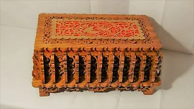 AMAZING EARLY 20c CHINESE OAK CARVED PIERCED STORAGEDRESSER BOX W/BIRDS ON TOP • £481.14