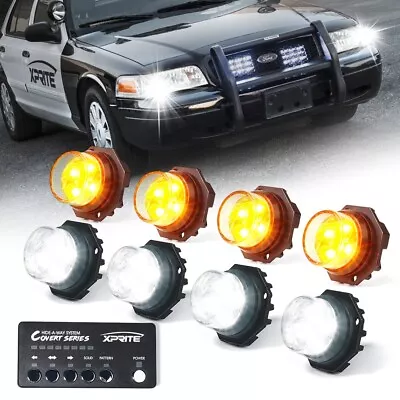 Hide-A-Way LED Strobe Lights Kit White Amber Hazard Headlight W/ Control Panel • $70.19