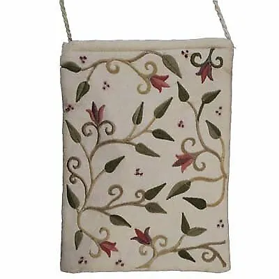 Embroidered Bag - Flowers - White CAT# PB - 3W • $35.86