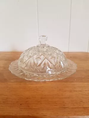 Vintage Cut Glass Round Covered Candy/Nut Dish Home Decor • $22